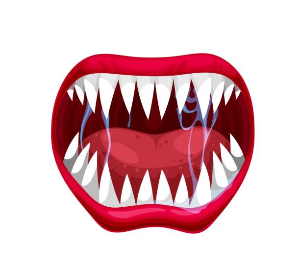 istock Danger monster jaws, mouth, tongue and teeth 1345797325