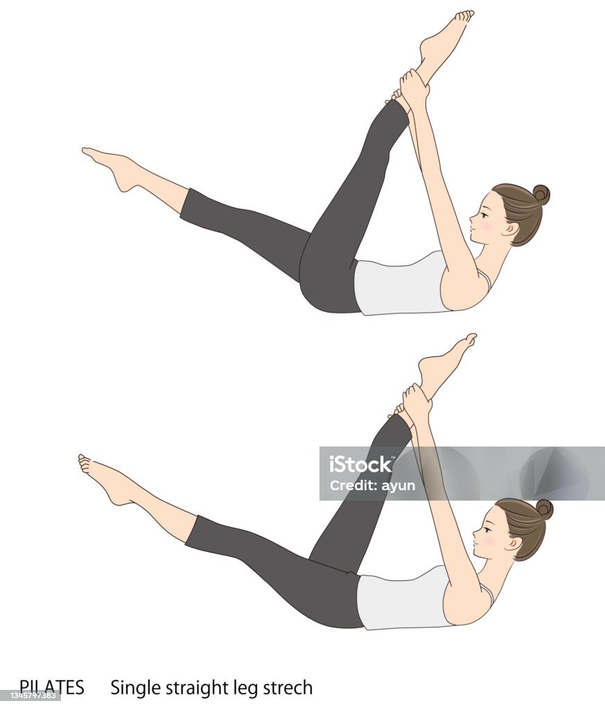 Pilates Sequencesingle Straight Leg Stretch Stock Illustration - Download  Image Now - Pilates, Scissors, Adult - iStock