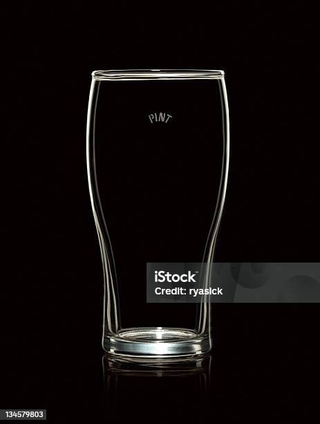 Empty Pint Beer Glass Isolated On Black Background Stock Photo - Download Image Now - Empty, No People, Beer Glass