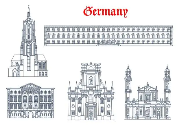 Vector illustration of Germany, Munich architecture, buildings, landmarks