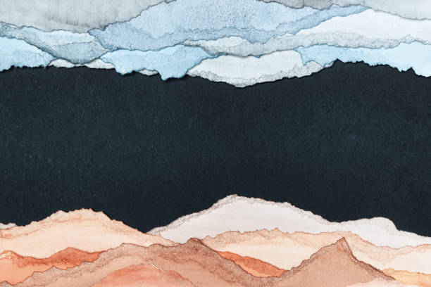 istock Abstract texture background. Layers of watercolor painted paper. Torn edges. 1345801398