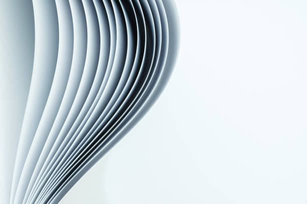 istock Sheets of white paper on white background. Abstract background. 1345801408