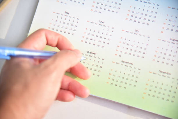 istock Close up on white calendar in planning concept. 1345803132