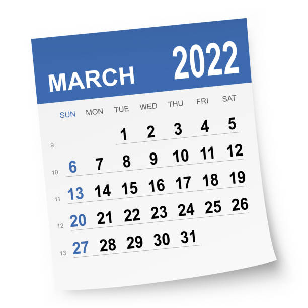 March 2022 Calendar March 2022 calendar isolated on a white background. Need another version, another month, another year... Check my portfolio. Vector Illustration (EPS10, well layered and grouped). Easy to edit, manipulate, resize or colorize. Vector and Jpeg file of different sizes. month of march stock illustrations