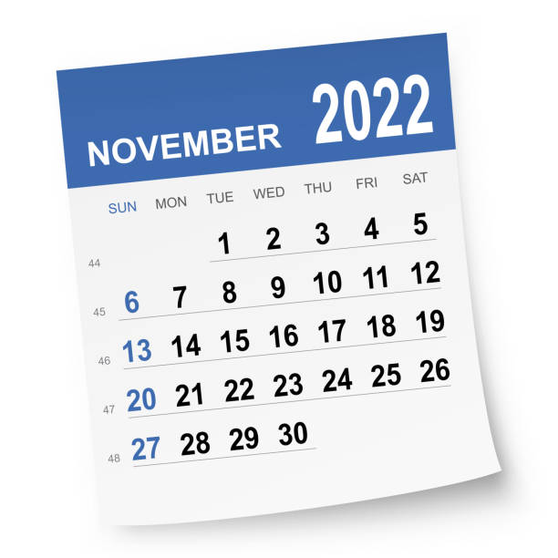 November 2022 Calendar November 2022 calendar isolated on a white background. Need another version, another month, another year... Check my portfolio. Vector Illustration (EPS10, well layered and grouped). Easy to edit, manipulate, resize or colorize. Vector and Jpeg file of different sizes. november stock illustrations