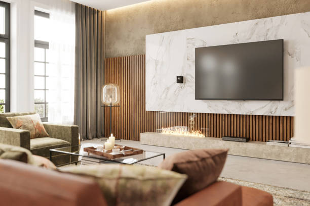 istock Modern apartment living room interior 1345809798