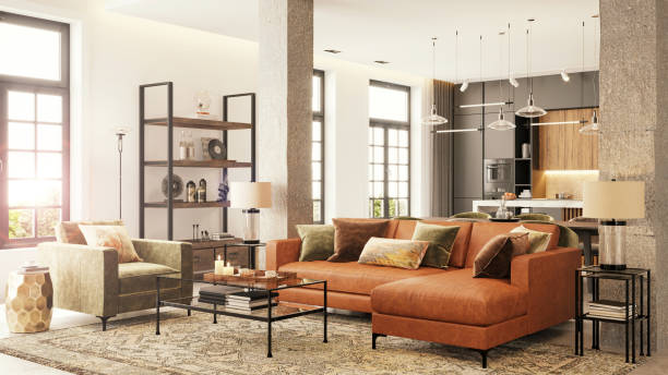 istock Modern apartment living room interior 1345809801