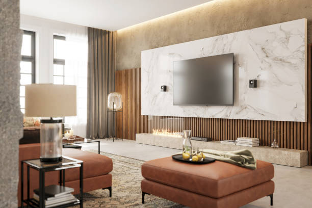 istock Modern apartment living room interior 1345809807