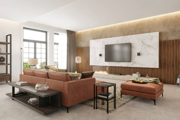istock Modern apartment living room interior 1345809809