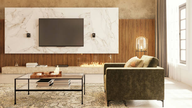 istock Modern apartment living room interior 1345809831