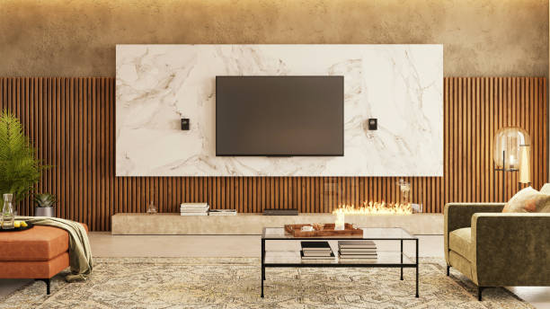 istock Modern apartment living room interior 1345809837
