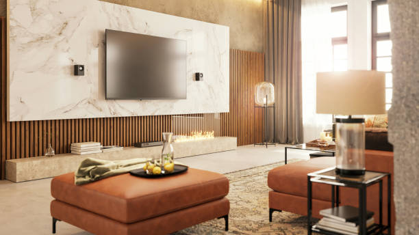 istock Modern apartment living room interior 1345809851