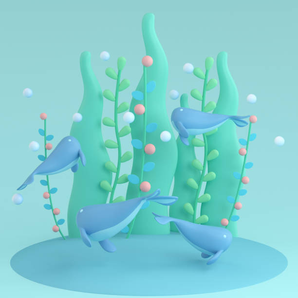 istock 3d rendering cartoon sea and whale 1345811826