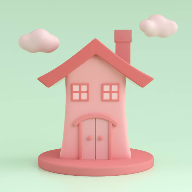 istock 3d rendering cartoon house and flower 1345811862