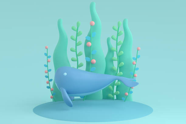 istock 3d rendering cartoon sea and whale 1345811893
