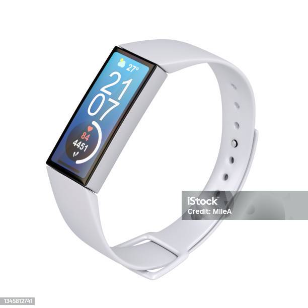 White Fitness Tracker Stock Photo - Download Image Now - Smart Watch, Fitness Tracker, Watch - Timepiece