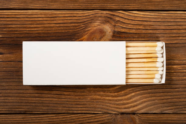 Ð¡olorful matches in matchbox, top view. Wooden matchstick in boxes, close-up