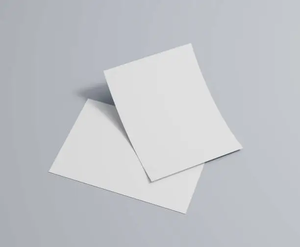 Blank a4 flyer mockup paper. Two cards are overlapped.