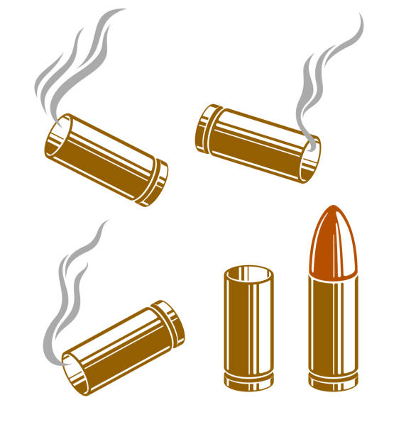 Bullets And Used Cartridges Vector Illustrations Set Ammo For 9mm Handgun  Gun Stock Illustration - Download Image Now - iStock