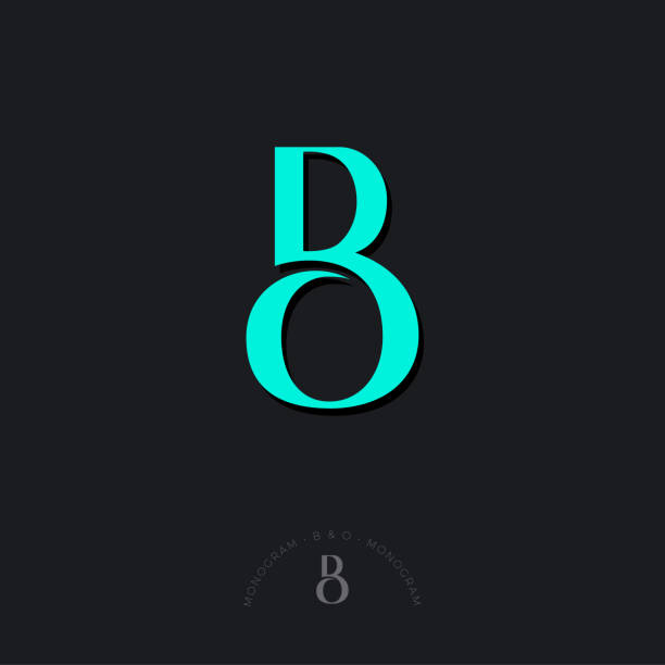 illustrations, cliparts, dessins animés et icônes de monogramme turquoise b et o. lettre b et lettre o fusionnées. - letter b illustrations