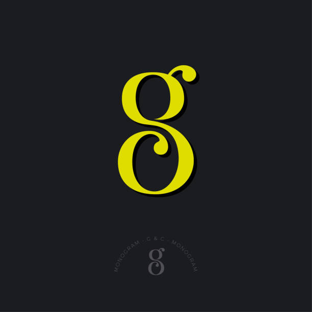 illustrazioni stock, clip art, cartoni animati e icone di tendenza di giallo g, c monogramma. unire la lettera g e la lettera c. - lettera g