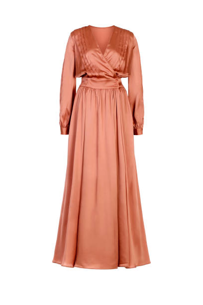 istock Long silk evening maxi dress isolated on white background 1345823659