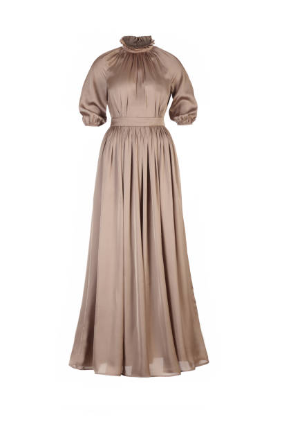 istock Long silk evening maxi dress isolated on white background 1345823664