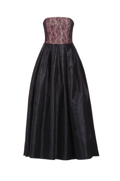 istock Long black evening maxi dress isolated on white background 1345823666