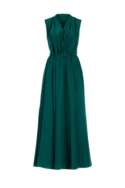 istock Long green evening maxi dress isolated on white 1345823671