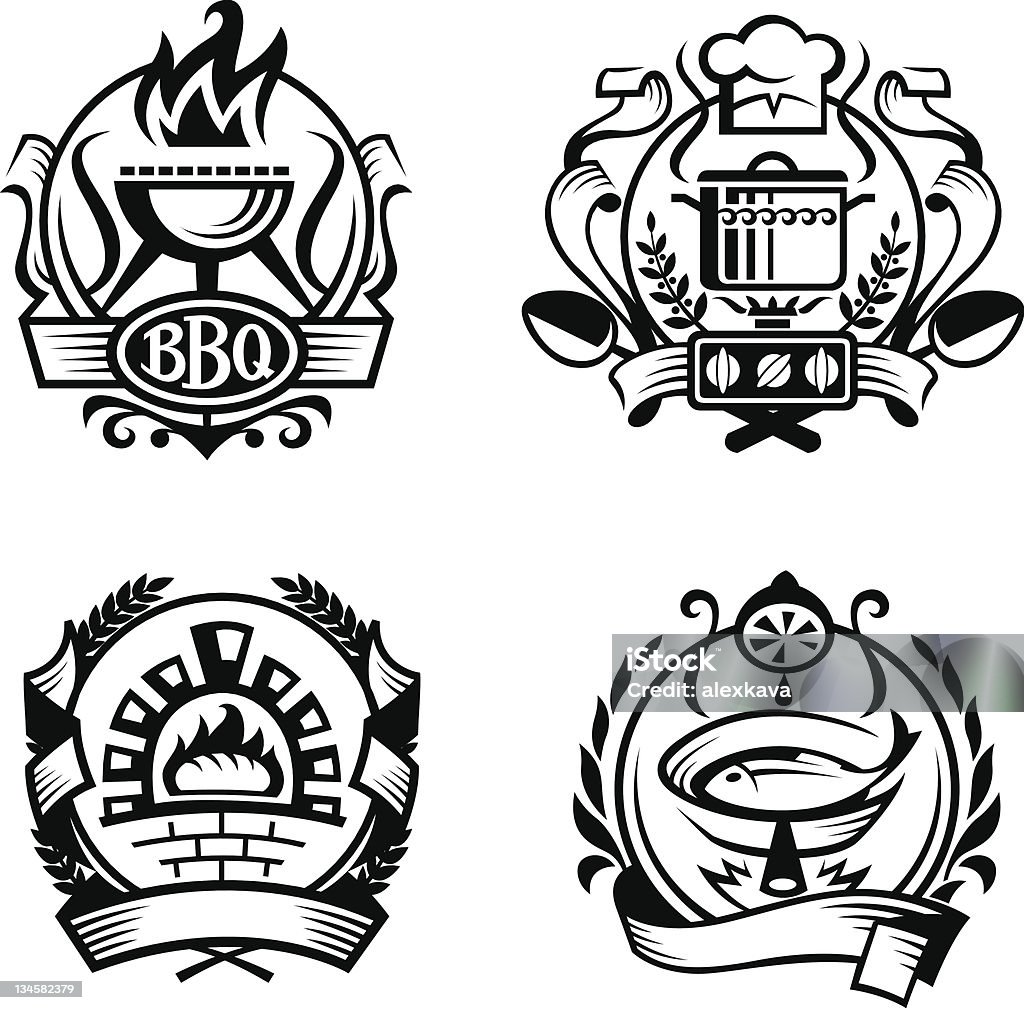 Ensemble de différentes bannières de cuisine - clipart vectoriel de Barbecue libre de droits