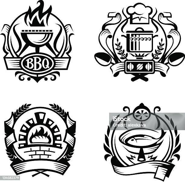 Ensemble De Différentes Bannières De Cuisine Vecteurs libres de droits et plus d'images vectorielles de Barbecue - Barbecue, Feu, Gril