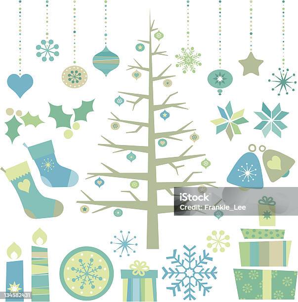 복고풍 크리스마스 요소 0명에 대한 스톡 벡터 아트 및 기타 이미지 - 0명, 공휴일, 나무