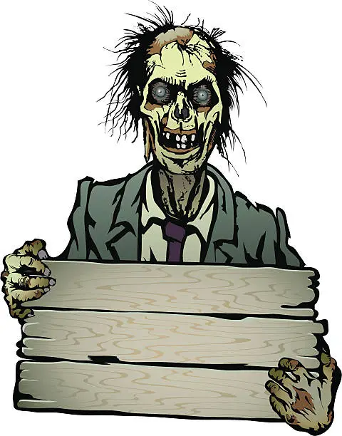 Vector illustration of zombie with banner