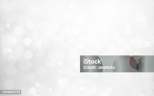 istock Creative sparkling shining very light grey and silver white coloured bokeh Christmas lights  horizontal vector backgrounds 1345824722