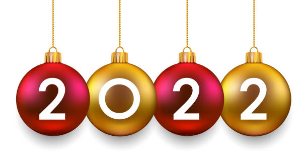 istock Hanging balls with 2022 year. Happy New Year - stock vector 1345826144