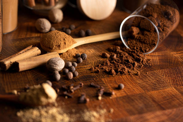 The Ingredients Needed for Pumpkin Spice Cinnamon Nutmeg Allspice Clove and Ginger"n"n Ingredients Needed for Pumpkin Spice Cinnamon Nutmeg Allspice Clove and Ginger"n"n allspice stock pictures, royalty-free photos & images