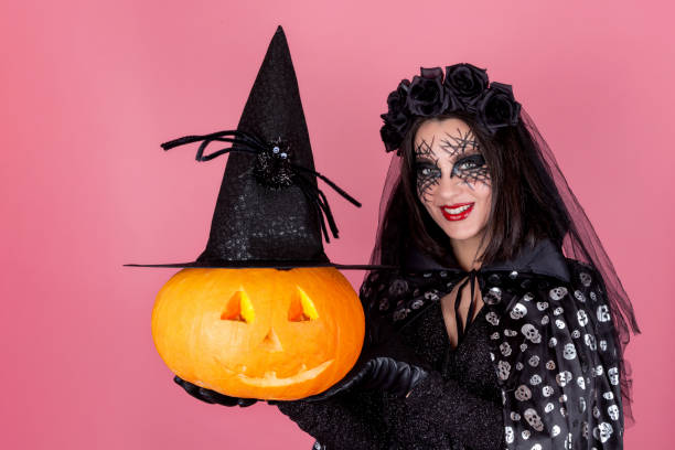 istock A young woman in a costume and scary makeup 1345828618