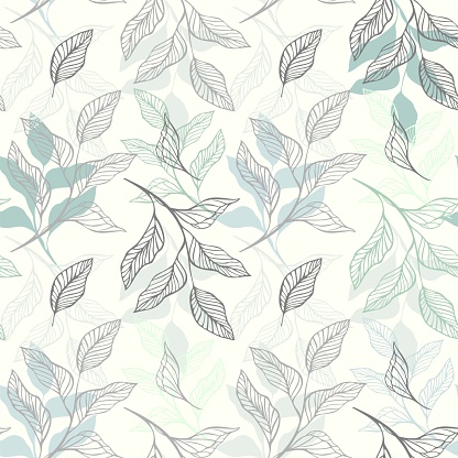 Wallpaper, pattern, seamless background with leaves. Floral wallpaper for design