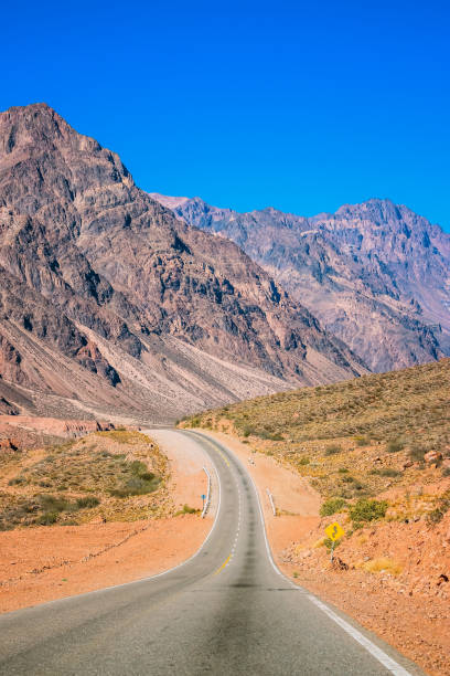 Ruta 7 the road between Chile and Argentina through Cordillera de Los Andes - Mendoza Province, Argentina
