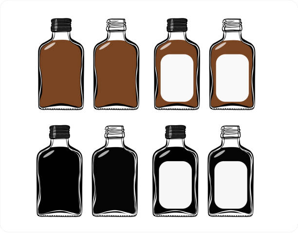 ilustrações de stock, clip art, desenhos animados e ícones de mini bottles - brandy bottle alcohol studio shot