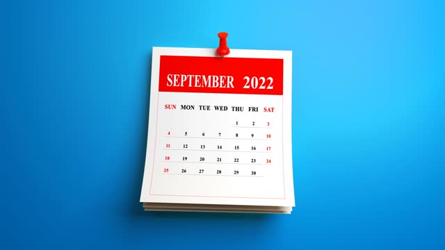 Rocking September Calendar 2022 On Blue Background. Loop Video