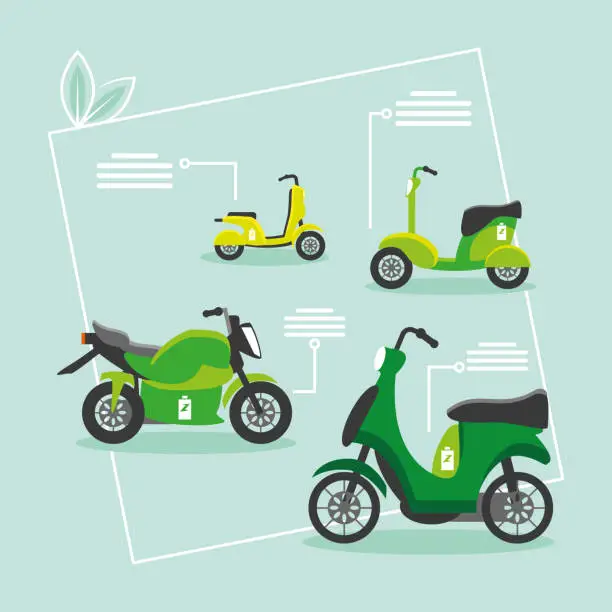 Vector illustration of ecology electric motorcycles