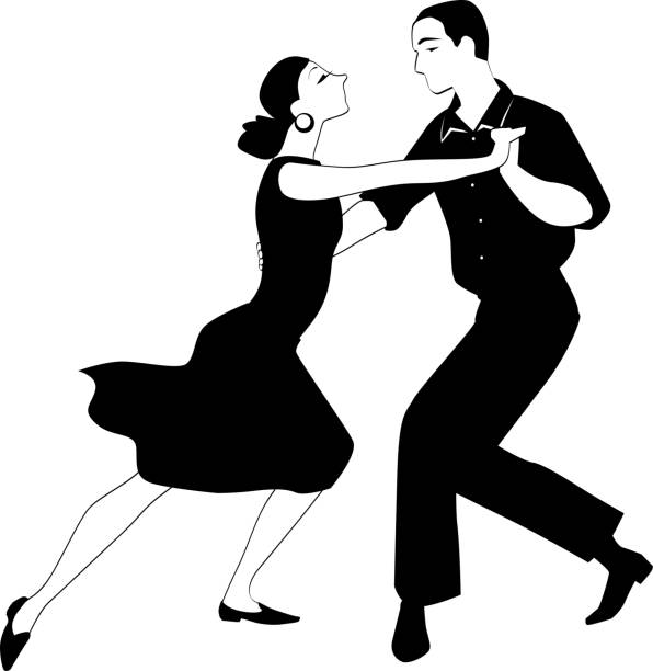 para taneczna z klasą - retro revival couple men elegance stock illustrations