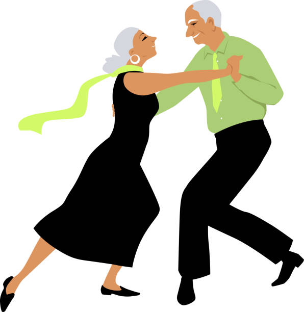 taniec staromodny - retro revival couple men elegance stock illustrations