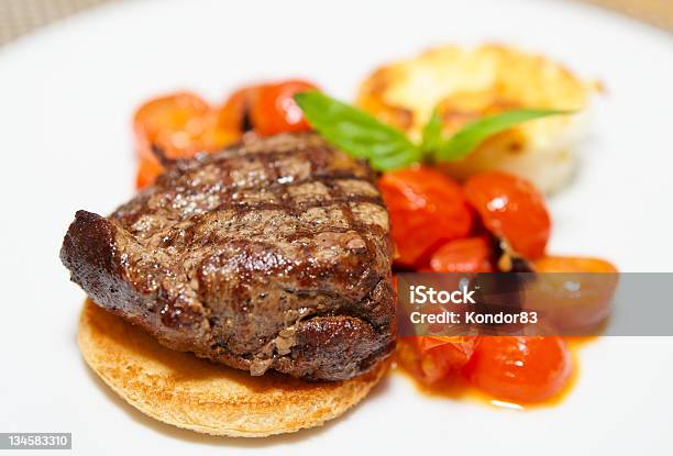 Tasty Steak Stock Photo - Download Image Now - Basil, Beef, Cherry Tomato
