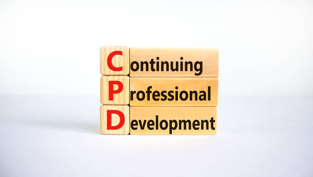 CPD, continuing professional development symbol. Wooden blocks with words CPD, continuing professional development on beautiful white background. Business, CPD concept.
