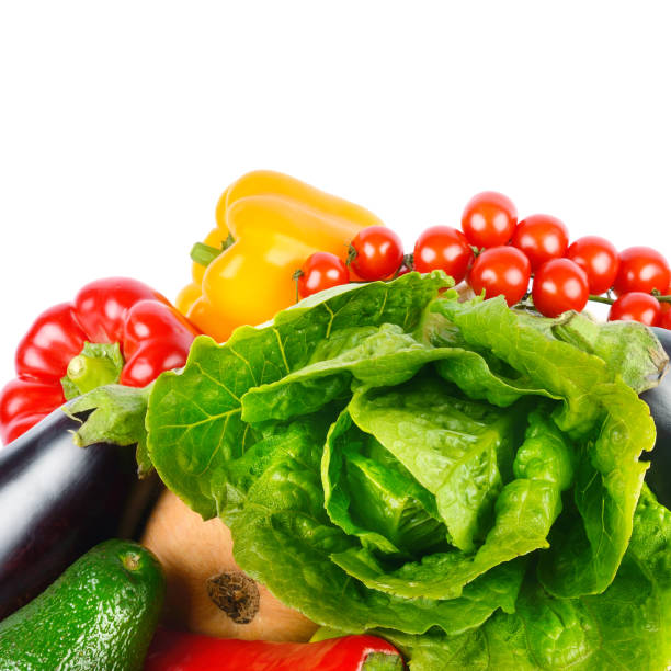 istock Vegetables set isolated on white background. Place for your text. 1345837039