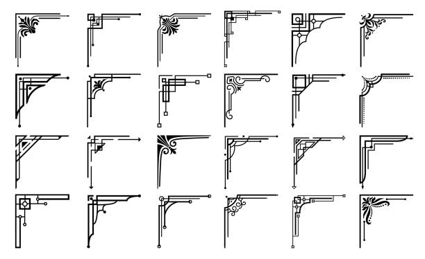 アールデコの花のコーナーとボーダーの装飾 - elegance old fashioned flower backgrounds点のイラスト素材／クリップアート素材／マンガ素材／アイコン素材