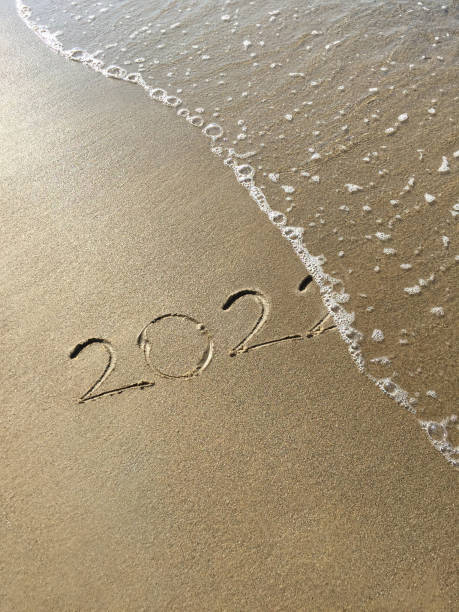 istock New year, 2022 handwritten on the sandy beach 1345839848