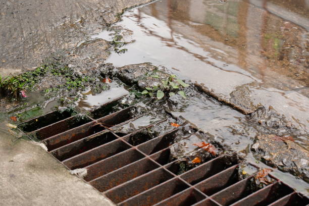 istock Water from sewer following very heavy rainfall 1345842602